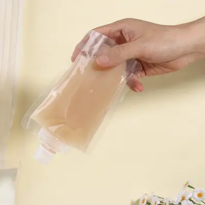 Tek kullanımlık şeffaf emzikli torba soya sütü torbası geleneksel Çin tıbbı sıvı ambalaj torbası meyve suyu içecek plastik torba yoğurt mühürlü torba