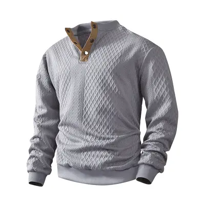 Herren-Sweatshirt langarm, halber Stehkragen, Colorblock, locker geschnitten - 7
