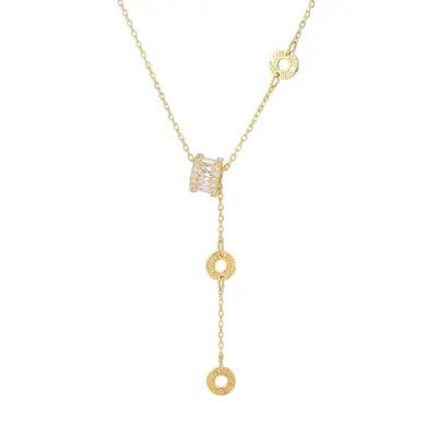 Strass-Anhänger-Halskette, LOVE Dreiring, vergoldet