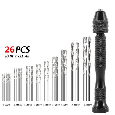 AliExpress TEMU sınır ötesi tedarik siyah mini alüminyum alaşımlı el matkabı 21 adet el büküm matkap seti el yapımı matkap ucu - 8