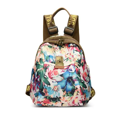 Women's Canvas Backpack, Large Capacity, Printed, Travel - 12