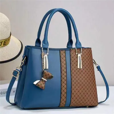 Bow Printed Large Women's Shoulder Bag - 5