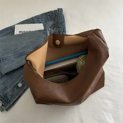Women's Retro Large Capacity Shoulder Bag, Korean Style Work Tote - 5