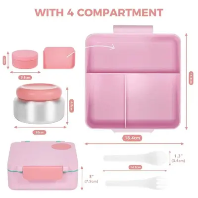 Kinder-Edelstahl-Isolierlunchbox mit Fächern, mikrowellengeeignet