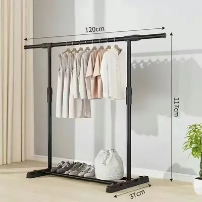 Telescopic Plastic Garment Rack with Wheels