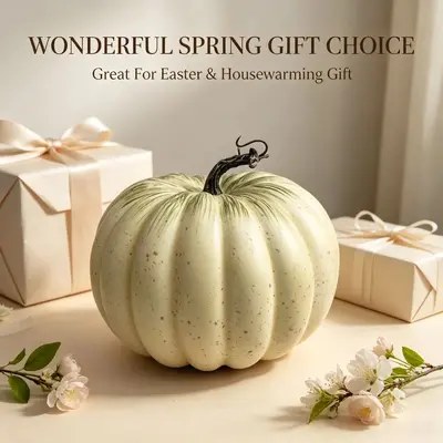 Artificial Pumpkin, Green Gradient Cream Color, Foam Autumn Decor - 7