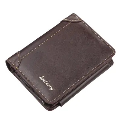 Men's Short Wallet with Multiple Card Slots and Zippered Coin Pocket - 8