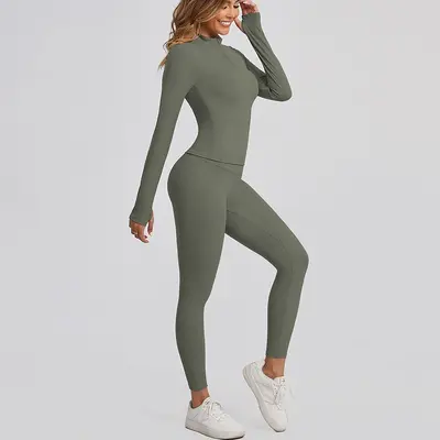 Damen Sportset Herbst Winter Pilates Yogabekleidung - 7