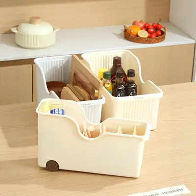 Kunststoff-Küchenlagerbox mit Rädern, japanischer Stil - 3