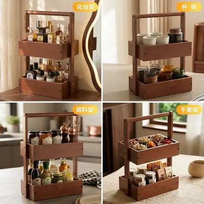 Solid wood cosmetic and jewelry storage shelf with perfume stand