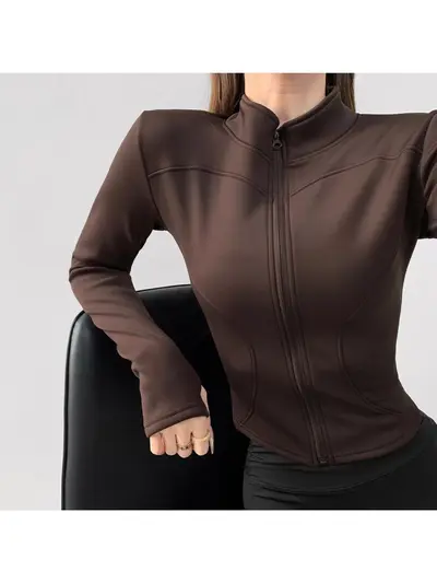 Damen-Yogajacke, Fleece-Futter, warm, Slim Fit