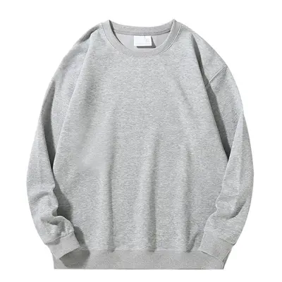 320G schwere chinesische Baumwolle verdickt einfarbiger Pullover Herren Herbst und Winter Übergroße niedrige Schulter modische Marke lockerer Rundhals-Pullover - 12