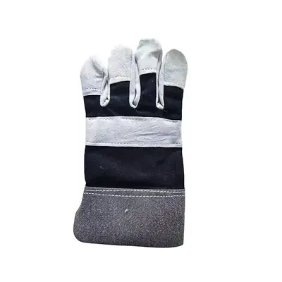 Short Cowhide Welding Gloves, Heat-Insulated, Wear-Resistant, Split Leather