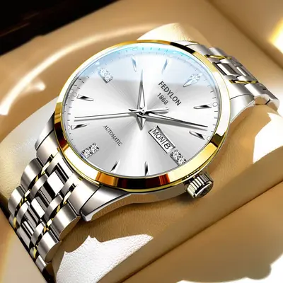 Fortilan Herrenuhr Herrenquarzuhr Markenuhr Stahlarmband Mittelschüler vollautomatische mechanische Uhr wasserdicht - 5