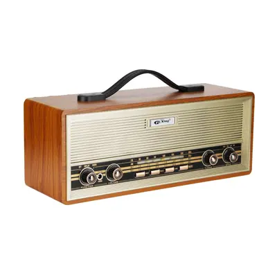 Retro Bluetooth Speaker with Card Slot, Portable Wooden Stereo Radio - 4