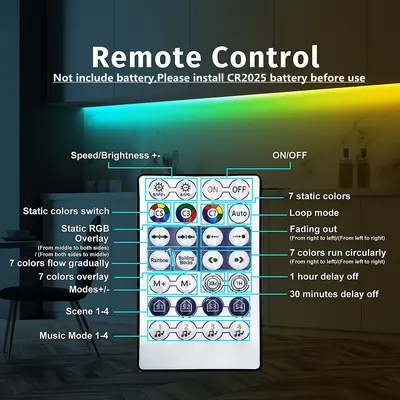 5V USB RGB LED Şerit, WS2812B, Bluetooth Kontrollü Masaüstü Ambiyans Işığı