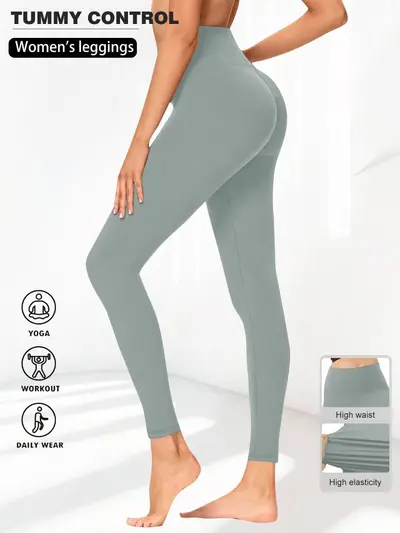 Amazon Foreign Trade European Size High Waist Yoga Pants Women European and American High Stretch Tummy Control Yoga Sports Tight Leggings Outer Wear - 8