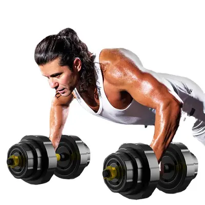 Rubber-coated dumbbell and kettlebell set