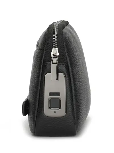 Smart Fingerprint Lock Men's Clutch Bag Litchi Leather Premium Large Capacity Organizer - 3