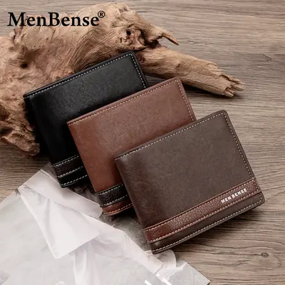 Men's Short Wallet with Multiple Card Slots and Side Zip Coin Pocket - 3