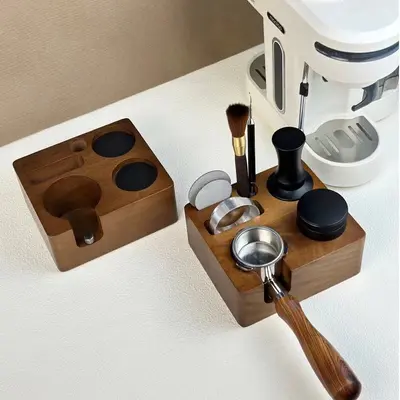 51/54mm Kahve Presi Tozu Taban Tutacağı, Ayarlanabilir Ahşap, 58mm Uyumlu