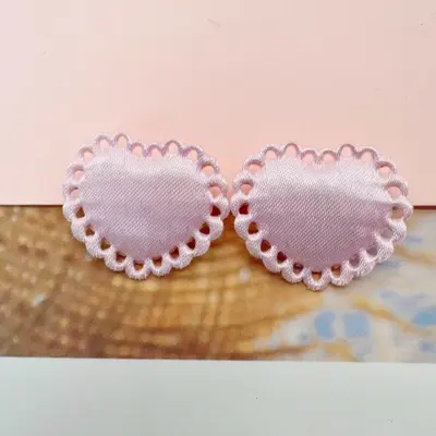 Light-colored satin heart bow hair clip, DIY handmade accessory