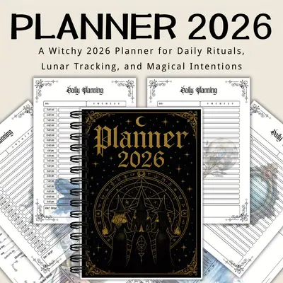 Ежедневник-органайзер «Witchy» на 2026 год с ежедневным планером, ритуальными подсказками, фазами луны и астрологией, на пружине