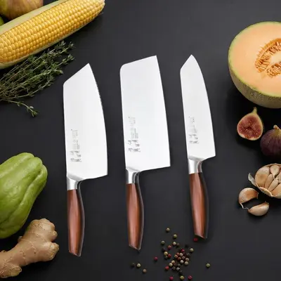 Yangjiang mutfak bıçak seti, 3 parça, et ve sebze kesme - 4