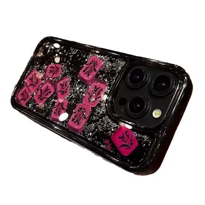 流沙闪粉发财手机壳适用苹果16发字麻将iphone15promax新年壳17 - 6