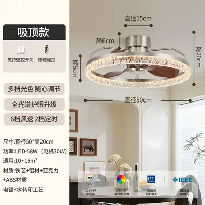 Bauhaus Ceiling Fan Chandelier with Light, for Bedroom and Dining Room - 7