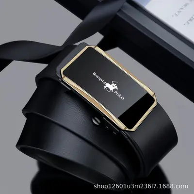 Paulo Men's Genuine Leather Belt Fashion Business Casual Seamless Automatic Buckle Versatile Trend - 3