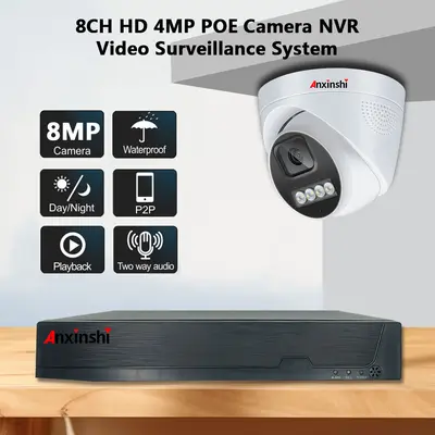 8CH Kamera Kiti Su Geçirmez Tam Renkli Ip Cctv POE Kamera APP Üzerinden Uzaktan İzleme ve Oynatma - 2