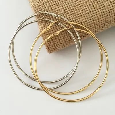Büyük halka küpeler toptan kadın DJ gece kulübü moda büyük halka küpeler piercing olmadan kulak klipsleri 2.5-10cm