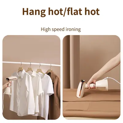 Handheld steam iron with brush head, wet and dry