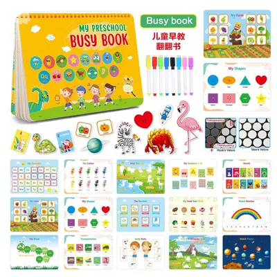 Meşgul kitap (busy book), çocuklar için erken eğitim yapıştırma ve açılır kitap - 8