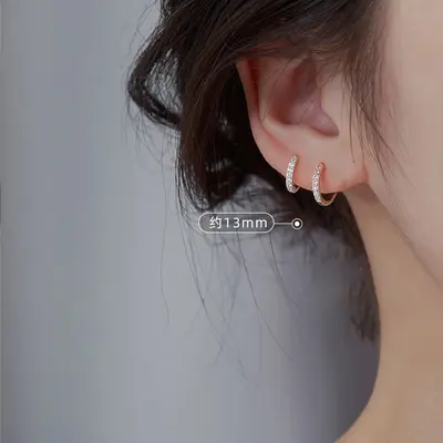 S925 gümüş zirkon taşlı kulak studu - 4