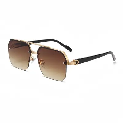 Polygonale Herren-Sonnenbrille mit Doppelsteg und UV-Schutz - 9
