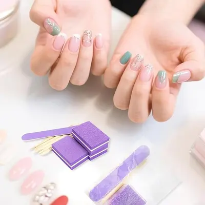 Nail Art Tool Set Sponge Nail File Wooden Sticks Wearing Nail Portable 3-Piece Set Nail Care Tools Kit Wholesale