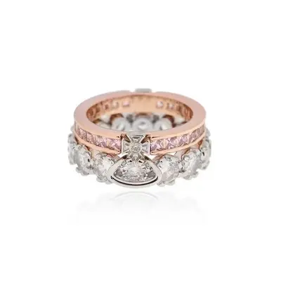 Doppelschichtiger Diamantring, geometrisches Design - 7