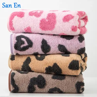 Korallenfleece Handtuch-Set mit Leopardenmuster, schnelltrocknend, extra groß - 2