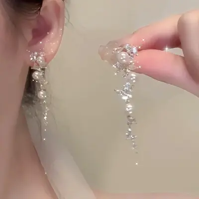 轻奢高级感流苏圆圈耳夹无耳洞女独特绝美耳坠巨好看秋冬长款耳饰 - 12