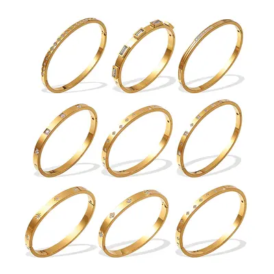 Titanstahl-Armband mit Sechsstern-Verschluss, 18k vergoldet - 5