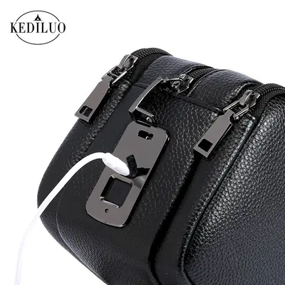 Herren-Handtasche mit Fingerabdrucksschloss, diebstahlsicher, großes Fassungsvermögen - 4