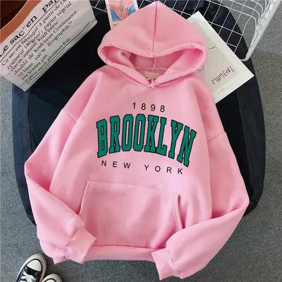 Sonbahar ve Kış Polar gevşek kadın Kazak kazak Sınır Ötesi Sıcak Satış Brooklyn Baskı Çift Kazak tişörtü - 12