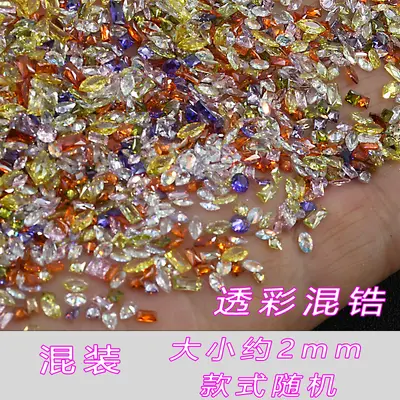 5A Zirkonia mit flacher Rückseite, gemischte Formen, super-flash transparent weiß, Nagelku - 8