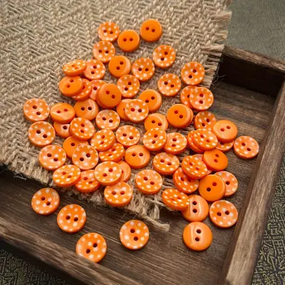 Cartoon Orange Polka Dot Basin-Shaped 2-Hole Button DIY Handmade Label Decorative Button Children's Clothing Button Craft Button