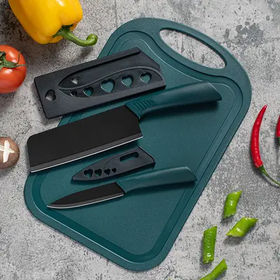 Stainless Steel Vegetable and Fruit Cutting Set with Cutting Board and Knives - 8