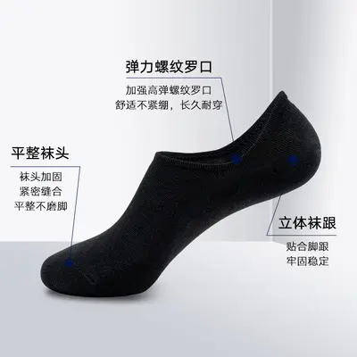 Women's Summer Thin Boat Socks, Black Polyester, Anti-Slip