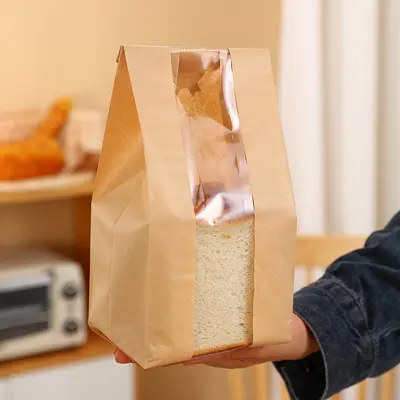450g Toast Bag, Grease-Proof Kraft Paper Bread Bag for Baking