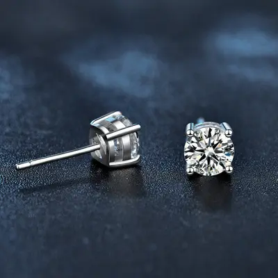 Moissanit-Silber-Ohrringe 925er Sterlingsilber rund elegant